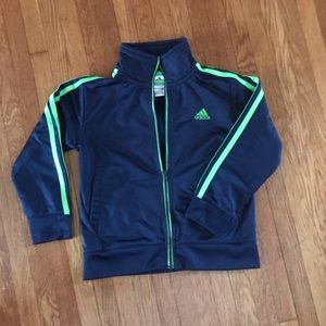 Adidas navy and neon green track jacket